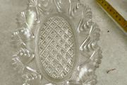 Vintage Pressed Glass Crystal Oval With Scallop Edge Dish
