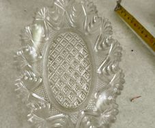 Vintage Pressed Glass Crystal Oval With Scallop Edge Dish