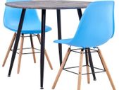3 Piece Dining Set Plastic Blue