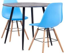 3 Piece Dining Set Plastic Blue