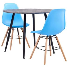 3 Piece Dining Set Plastic Blue