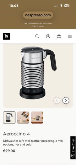 Nespresso espresso machine, milk frother and cups