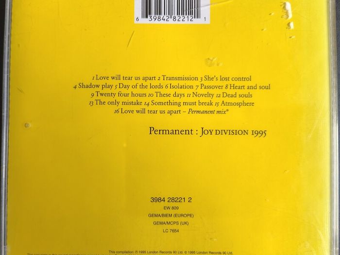 Joy Division - Permanent: Joy Division 1995 CD (1999) New Wave Post-Punk Compilation VG+