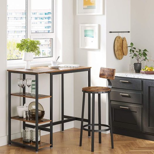 _set of 2 bar stools, kitchen chairs with sturdy metal frame