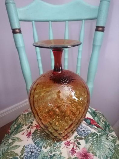Mid-Century Italian Amber Glass Balloon Vase