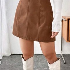 High Waist PU Leather Skirt