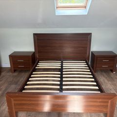 Bed frame with bedside lockers