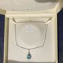 9ct White Gold 0.10ct Diamond and Blue Topaz Teardrop Pendant Image 4