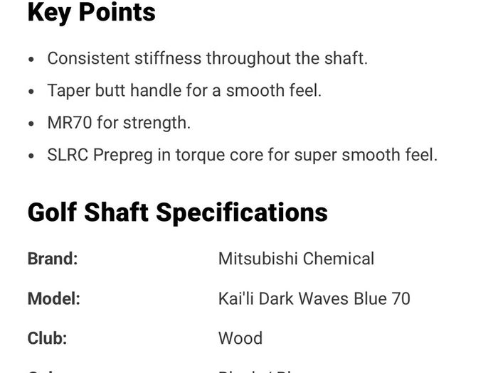 Kaili mitsubishi chemical driver shaft for taylor made x stiff