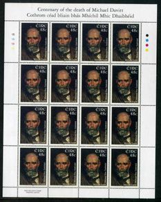 2006 Ireland Death Centenary of Michael Davitt Commemorative Stamp Sheetlet Plate 1B1B1B1B Mint Never Hinged (MNH).