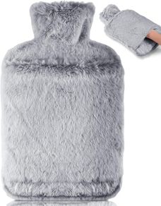 Hot Water Bottle with Luxury Cosy Faux Fur Cover,2L Leakproof Large Hot Water Bag for Neck,Shoulder,Hand Feet Warmer,Gifts for Women,Men