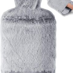 Hot Water Bottle with Luxury Cosy Faux Fur Cover,2L Leakproof Large Hot Water Bag for Neck,Shoulder,Hand Feet Warmer,Gifts for Women,Men