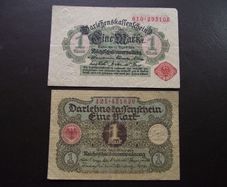 Germany. Darlehnskassenschein 2 Notes@1 Mark (12.8.1914) & (1.3.1920)