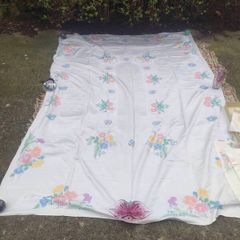 John S.Brown 8" Egyptian Cotton Hand painted table cloth and 12 placemats