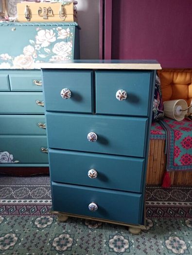 Upcycled old solid wood chest of drawers