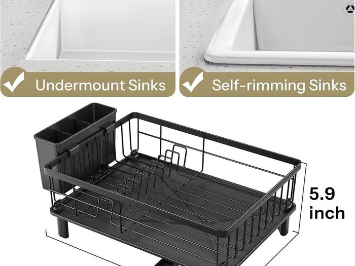 SNTD Dish Drying Rack for Small Kitchen Counter 11 x 15 inch Black - Brand New