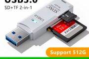 USB 2 in 1 USB 3.0 Card Reader USB Adapter High Speed Card Reader TF Memory Card for PC Laptop Accessories( memory cards not included)