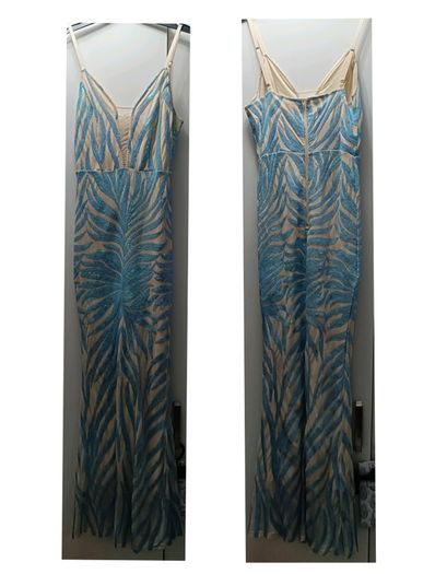 Mesh panel mermaid hem cami sequin dress gown
