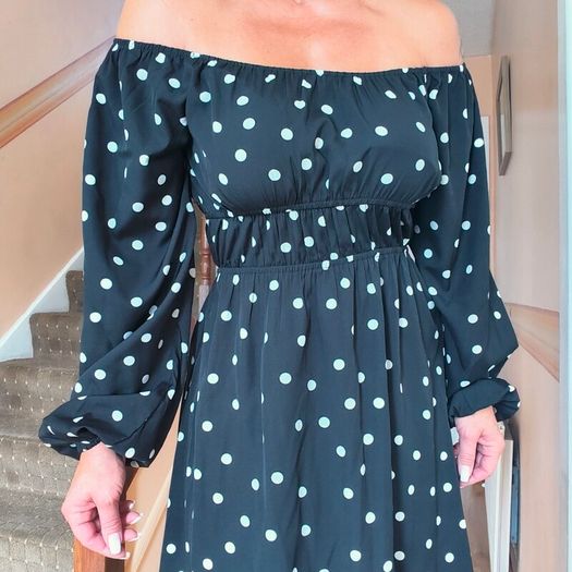 Polka dot Open shoulders long sleeve Dress, size 12