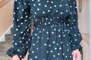 Polka dot Open shoulders long sleeve Dress, size 12