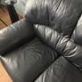 2 Seater Leather Look Black Sofa Image 3