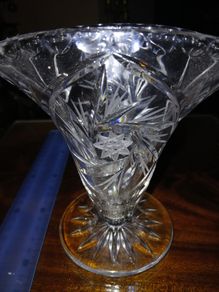 Vintage Footed Cut Glass Vase