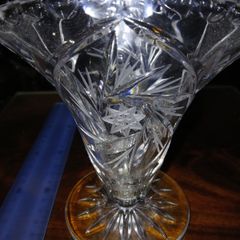 Vintage Footed Cut Glass Vase
