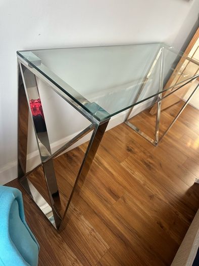 console table glass and chrome