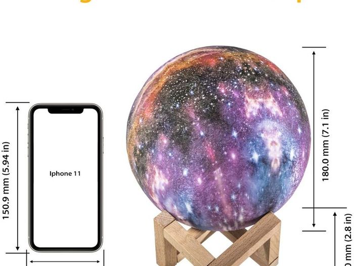 LED Full Moon Lamp,OxyLED 18cm/7.1 inch 3D Print LED Starry Sky Moon Light with Stand Remote Touch Control and USB Rechargeable,Dimmable Light for Kids Lover Friends Birthday Christmas Gifts [Energy Class A+++]