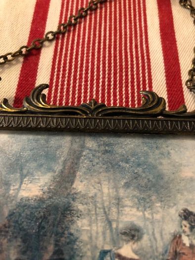 Vintage Made In Italy Rococo Gold Frame Hanging Chain Picture