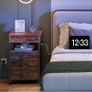 Bedside Table with Charging Station, Side Table with 4 Drawers, 2 AC Outlets, 1 USB-A, 1 Type-C, Nightstand for Bedroom, Living Room, Rustic Brown and Black Image 7