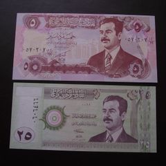 Lot of 2 UNC notes from Iraq (1992-2001)