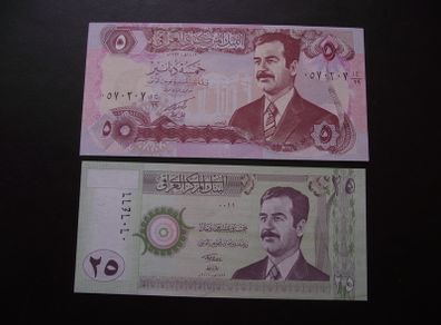 Lot of 2 UNC notes from Iraq (1992-2001)