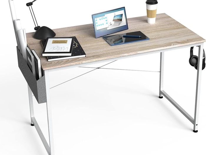 NEW SALE | Writing Computer Desk, Office Work Desk for student and worker, Laptop Table with Storage Bag and Headphone Hook,Modern Simple Style Desks for Bedroom, Home, Office(100x50x75cm)