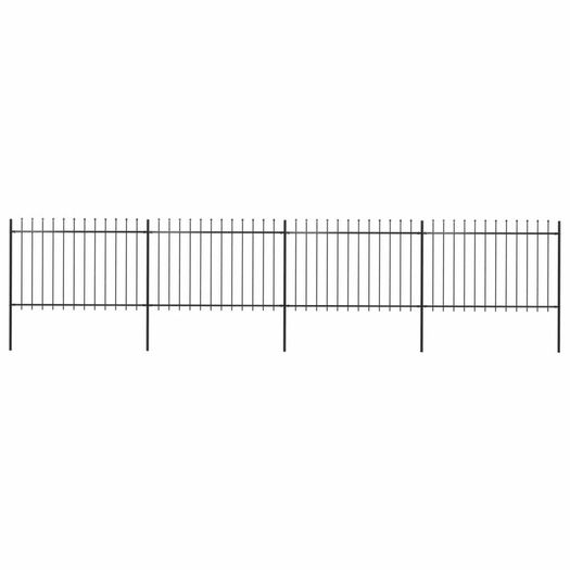 Garden Fence with Spear Top Steel 6.8x1.2 m Black