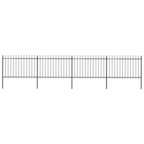 Garden Fence with Spear Top Steel 6.8x1.2 m Black