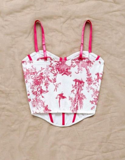Vintage Pink Floral Corset Top  Trendy Women Fashion Ireland