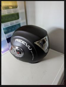 Reevu MSX1 Rear-View Motorcycle Helmet. Matt Black, Mint, Unused. Rare