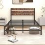Double Bed Frame with Rustic Wood Headboard Image 7