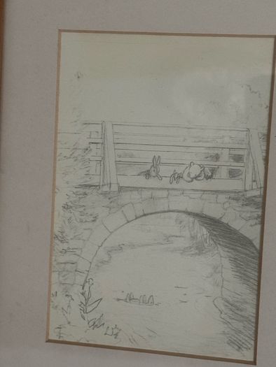 Framed EH Shepard Classic Winnie the Pooh Pencil Sketch Prints (64 x 30cm)