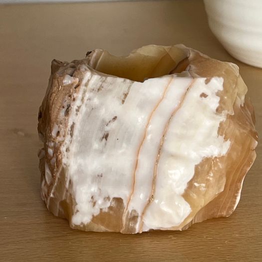Crystal natural calcite tea light candle holder meditation