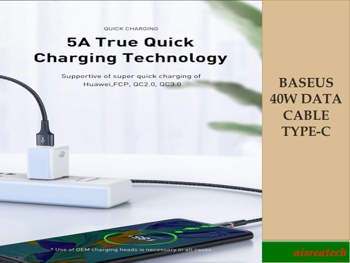 BASEUS 5A USB Type-C Cable For Huawei Mate 30 20 P40 P30 P20 Pro Lite