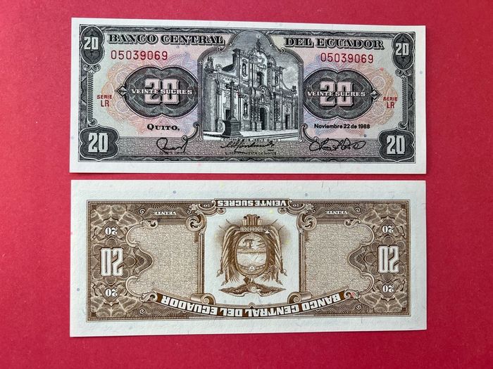 Ecuador  20  Sucres  1988   ( uncirculated)