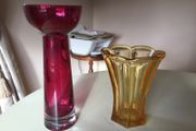 Glassware - Coloured Glass Vases X 2.