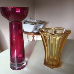 Glassware - Coloured Glass Vases X 2.