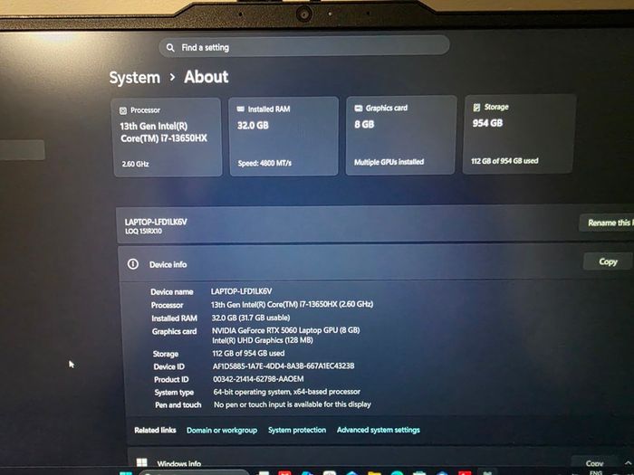 Lenovo Loq 15irx10 Gaming Laptop -- I7-13650hx, Rtx 5060 8gb, 32gb Ddr5, 1tb Ssd
