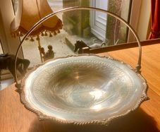 James Dixon & Sons Antique Silver Plated Metal Fruit Basket Centrepiece, Pattern 1587.