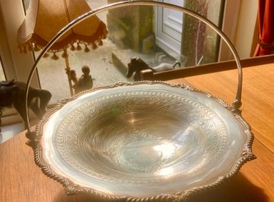 James Dixon & Sons Antique Silver Plated Metal Fruit Basket Centrepiece, Pattern 1587.