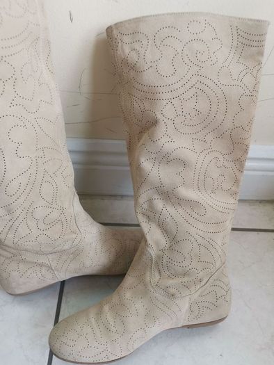 Suede Leather lady long boots