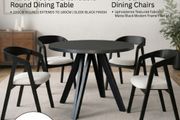 Noir and Marco Modern Dining Set with Extendable Table and Upholstered Chairs